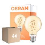 Flerpack 4x Osram Vintage 1906 LED E27 Globe Filament Twist Guld 8W 806lm - 922 Extra Varm Vit | Bästa Färgåtergivning - Dimbar - Ersättare 60W