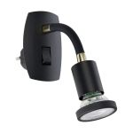 Eglo Vägglampa Parrini Lamp med Strömkontakt Svart 4.5W 345lm - 830 Varm Vit | IP20 - Inkl. 1x GU10